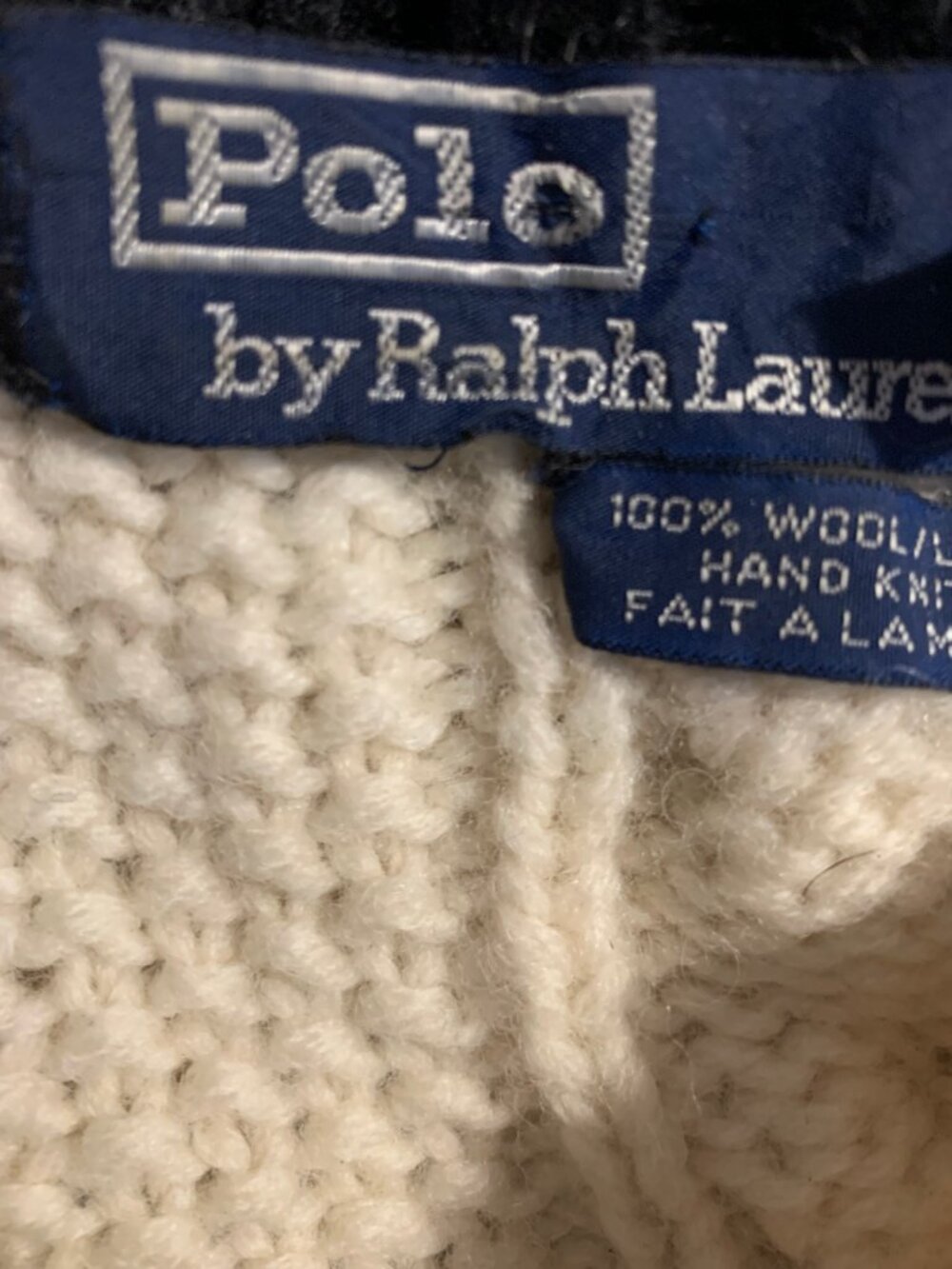 VINTAGE POLO BY RALPH LAUREN TURTLENECK HAND KNIT CABLE WOOL SWEATERS SIZE L - Picture 11 of 11